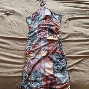 Hater top paisley printed dress with drawstring sides